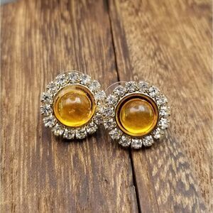Amber lantern orb earrings E262